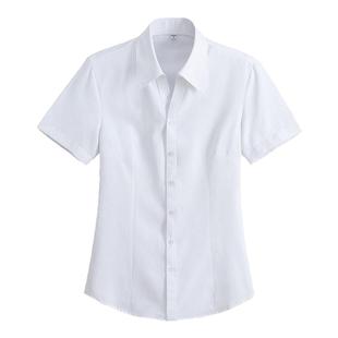 新款V领韩版长袖白衬衫女短袖服正装修身职业OL衬衣显瘦工装大码