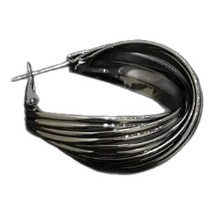 法式复古高级感枪黑色扭曲圈圈耳环女轻奢小众设计感时尚气质耳圈