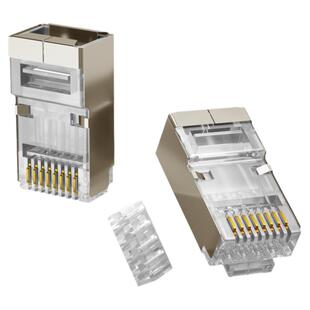 超六类cat6a水晶头非屏蔽网线接头屏蔽两件式CAT6A万兆8P8C网线头