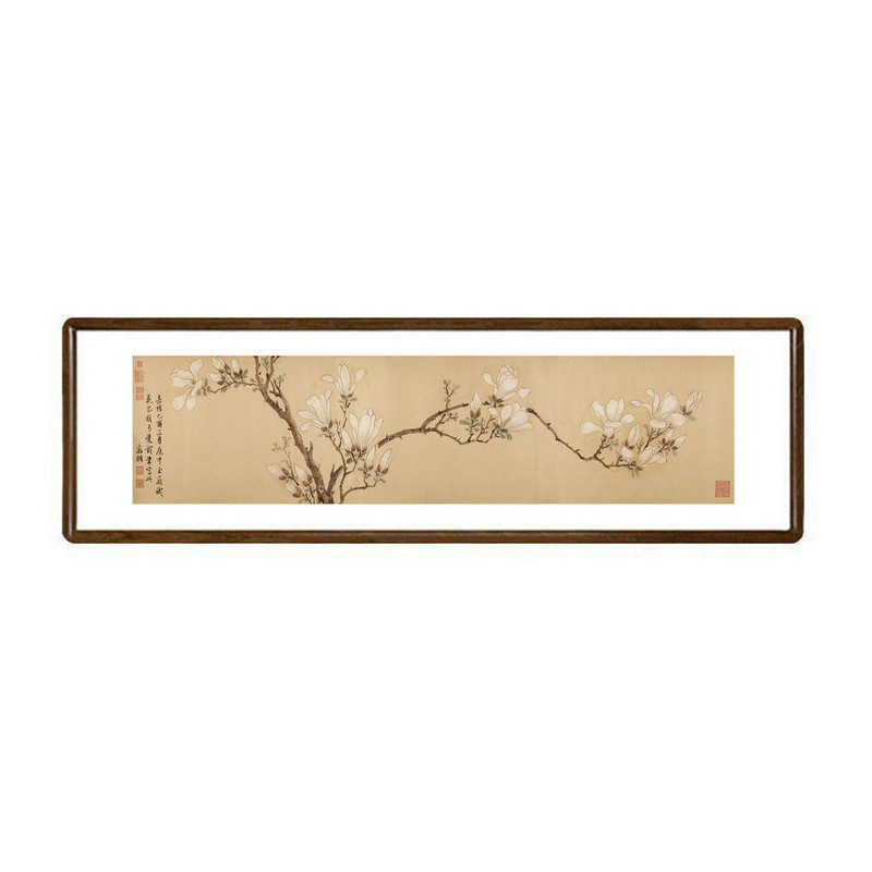 文征明白玉兰新中式花鸟挂画