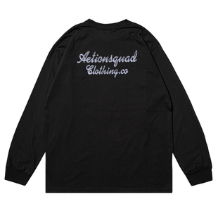 ACTIONS两件套立体英文印花纯棉基础款打底衫美式宽松情侣长袖T恤