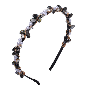 黑色水钻珍珠发箍高颅顶头箍高级感小众发饰头饰2026新款时尚发卡