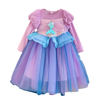 女童卡通梦幻美人鱼公主蓬蓬纱裙