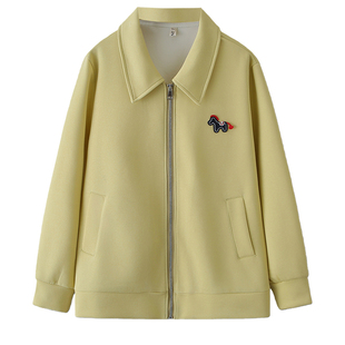 外套胖mm春款2026年新款大码女装200斤时尚小马贴布翻领夹克上衣