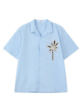 夏威夷度假慵懒风手工刺绣衬衫