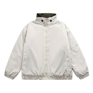 水曜日定休日系立领加厚保暖棉服外套男美式情侣冬季棉衣棉袄潮牌