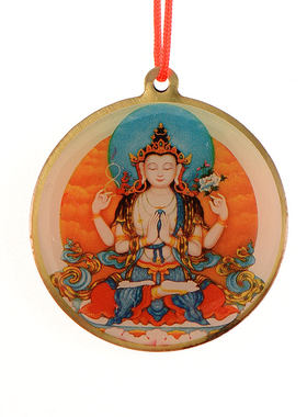 挂坠莲花生大士项链牌