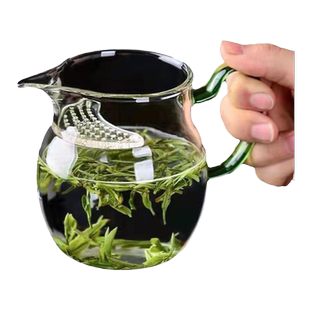 泡绿茶专用茶具月牙杯过滤茶杯带泡玻璃耐热套装加厚月牙茶器茶漏