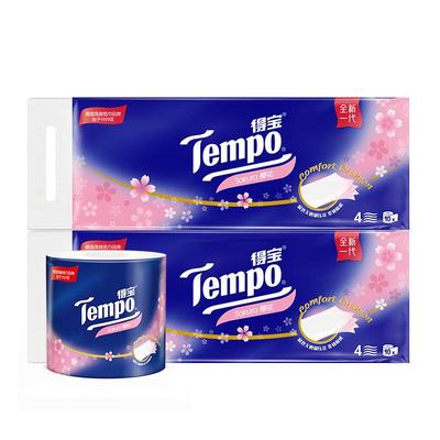 得宝樱花味4层家用有芯卷纸