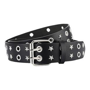 Darkblue复古设计感铆钉朋克星星腰带免打孔ins男女小众金属皮带