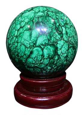 孔雀石球圆形球体中式居家转运球