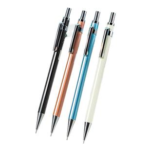 得力0.5mm金属自动铅笔小学生绘画笔芯专用低重心0.7按压式书写活动铅笔不易断芯自带橡皮头刻名字定制姓名