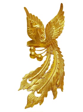 古法黄金凤凰戒指999足金指环