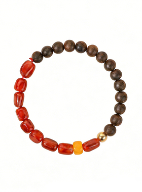 保山原矿南红火焰纹本命年手串