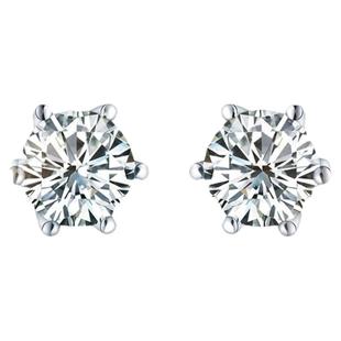 进口莫桑石耳钉PT950铂金钻石耳环女四叶草纯银18K白金不过敏超闪