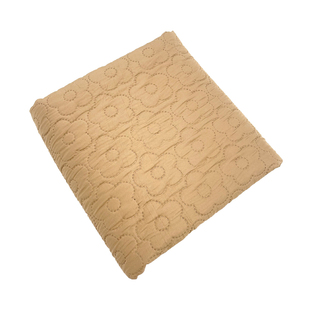 柔软亲肤 浅咖色小花朵艺术提花夹棉布料大衣羽绒服设计师面料