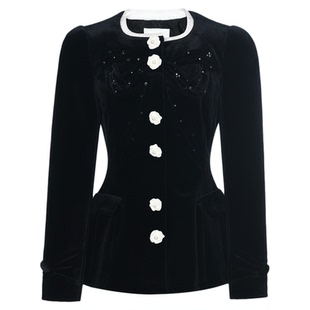 【迪丽热巴同款】lefame拉飞姆2025冬季时尚宫廷风丝绒外套上衣女