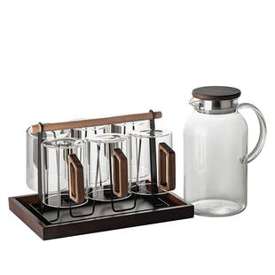 高硼硅水杯套装家用待客厅耐高温带把大玻璃啤酒杯子办公室泡绿茶