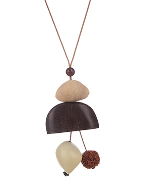 祥瑞平安豆果壳吊坠女毛衣项链