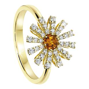 【礼物】DAMIANI玳美雅小雏菊系列18K黄金玫瑰金水晶钻石戒指