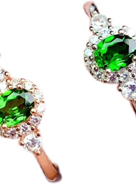 甜美瑞丽祖母绿戒指女款1克拉绿宝石女戒纯银镀18K白金宝石戒