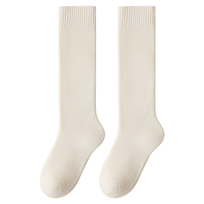 加绒加厚女羊绒不掉绒中筒袜