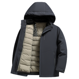 雪中飞男士羽绒服新三合一加厚可拆内胆鹅绒外套保暖冬装防风派克