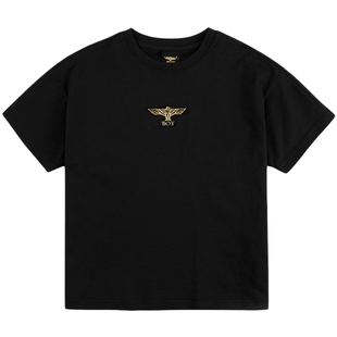 BOY童装 儿童宽松版型短袖春夏季潮酷洋气黑色短袖T恤男女童