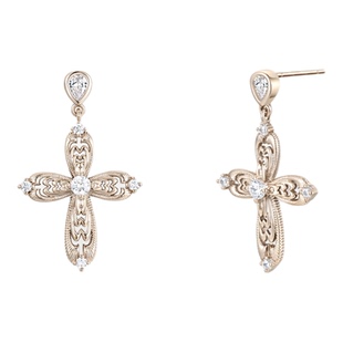 G XIAOXIAO 新年礼物 【鎏金祷语】时尚百搭经典十字架耳环 B7H37