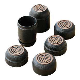 黑陶快客杯一壶四杯旅行茶具套装便携式包随身茶壶泡茶杯紫砂抖音