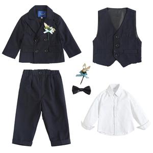 男童小西装套装儿童男宝礼服2023新款春秋英伦酷帅花童主持演出服