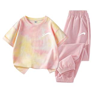 贵人鸟女童夏季套装儿童纯棉短袖2026新款童装女孩衣服大童夏装