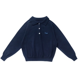 赫米童装2025秋冬季儿童翻领polo衫毛衣女童上衣学院风刺绣针织衫