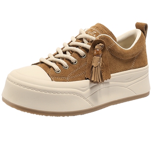 森达休闲板鞋女款百搭厚底鞋子商场同款小众不撞款春夏新款XVD01