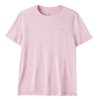 安德玛短袖男夏季跑步训练健身运动服粉色圆领T恤半袖1389802