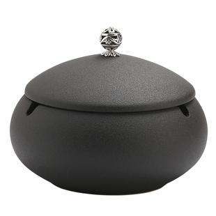 烟灰缸创意个性家用客厅办公室潮流大号复古陶瓷密封防飞灰带盖