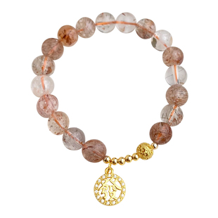 新中式天然红发晶手链国风串珠手串原创复古镀18k国潮高级感手饰