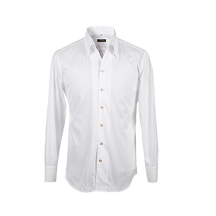 UG男装 100支双股纱高密织法 雪域白麦穗纹 意式一片领长袖男衬衫