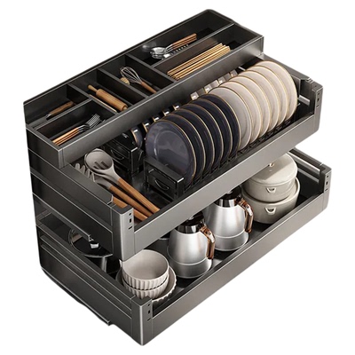 尔沫枪灰厨房拉篮不锈钢三层