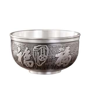 银碗999纯银家用雪花银碗食用级熟银碗三件套结婚贺寿满月送礼