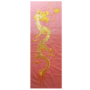网纱亮片绣花布料中国风千禧龙刺绣龙纹重工绣品金龙金凤古装布贴