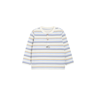 whitewheat儿童26春季新款长袖卫衣男童竹节棉女宝条纹T恤打底衫