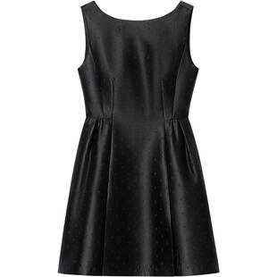 SALT.P可颜黑色千金风a字无袖连衣裙短款波点提花AC35205590