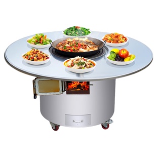 柴火灶烧木柴家用农村不锈钢柴火鸡烧烤铁锅炖灶台桌可移动地锅灶