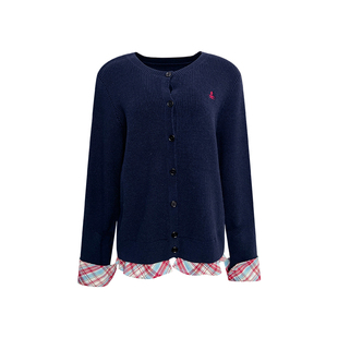 NAZ那子大码安迪绒下摆格子拼接假两件洋气针织衫胖mm显瘦上衣冬