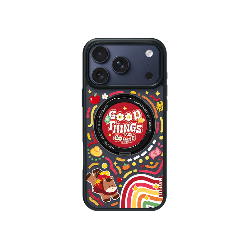 ZHIZHE×涂鸦小马适用苹果17promax手机壳iPhone16pro新款磁吸带支架ip15全包Fo5支点高级感17可爱套新年