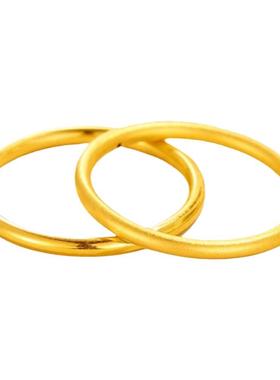 情侣素圈足金包银戒指