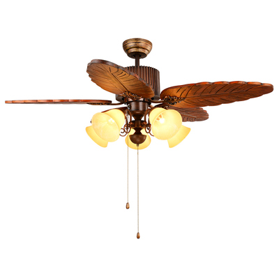 宸居实木五叶吊扇复古轻奢风扇灯
