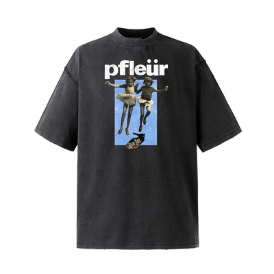 NOVACAM复古蓝色双胞胎印花T恤