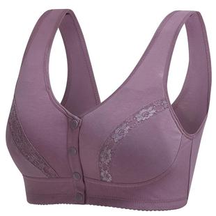 妈妈内衣文胸中老年专用女无钢圈纯棉中年妇女背心式前扣大码胸罩